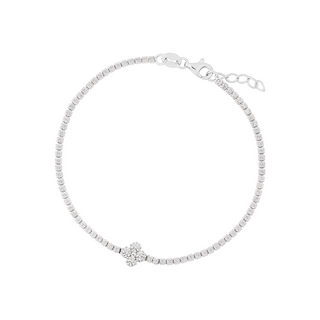 S/S Cz All White Clover Tennis Bracelet