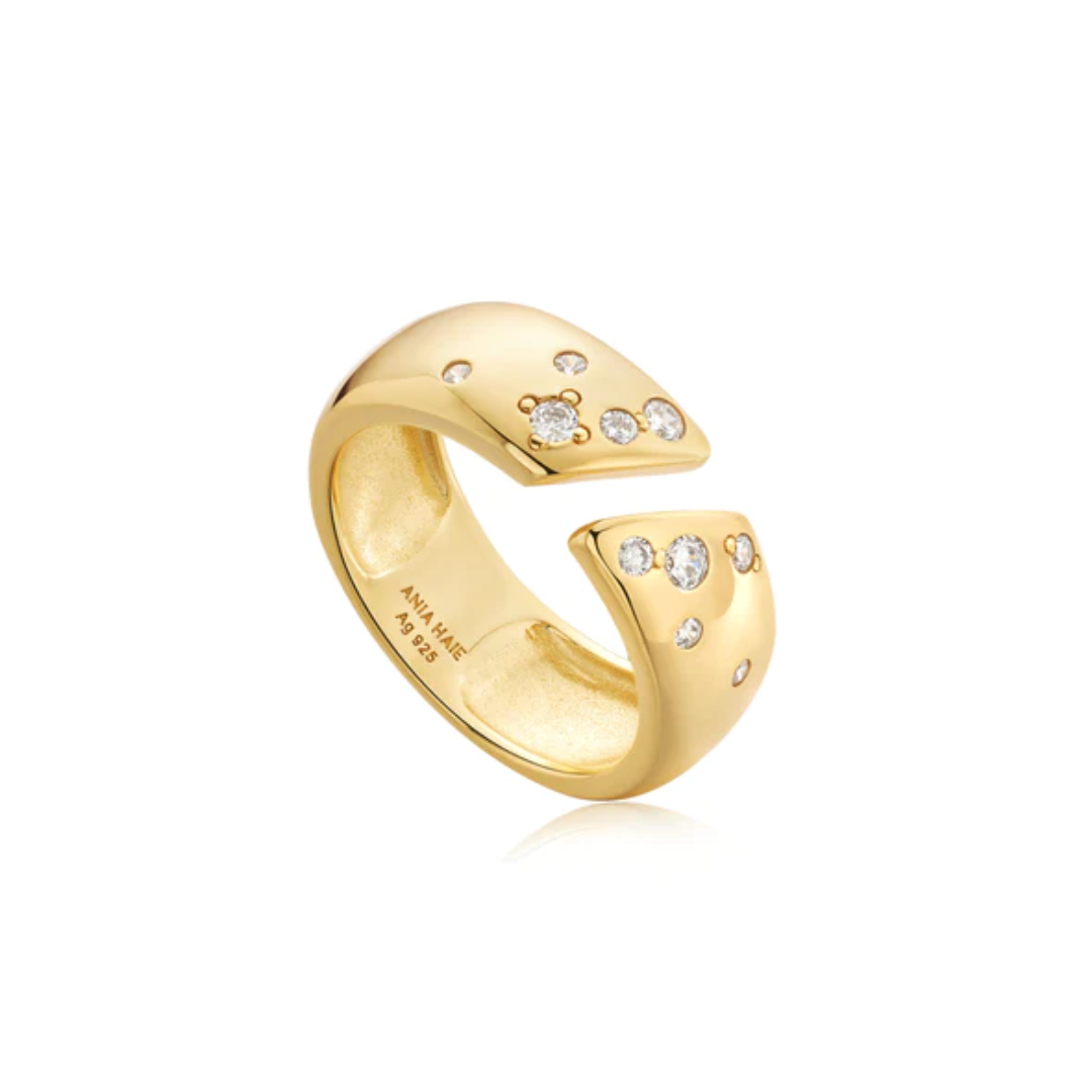 Gold Sparkle Wide Adjustable Ring