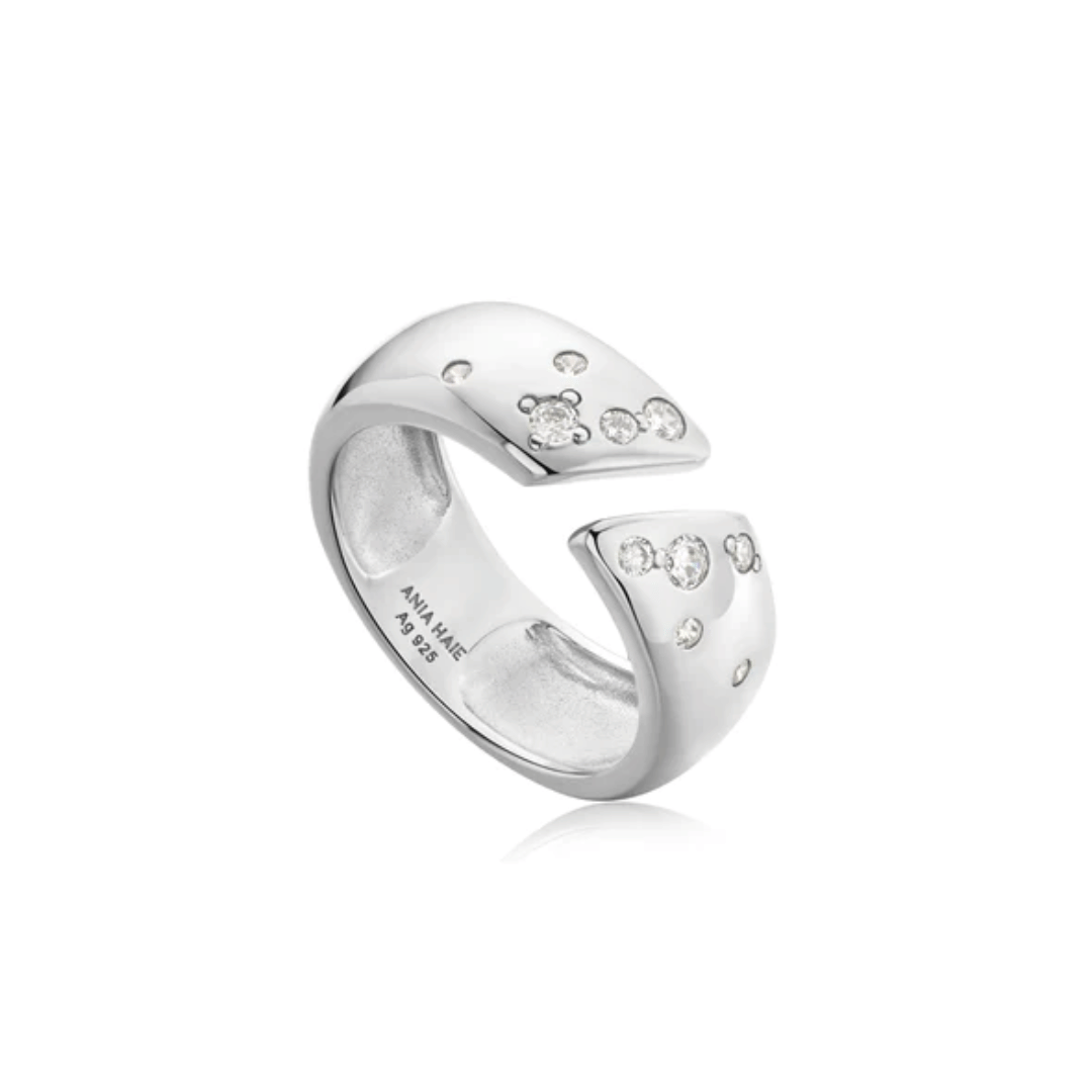 Silver Sparkle Wide Adjustable Ring