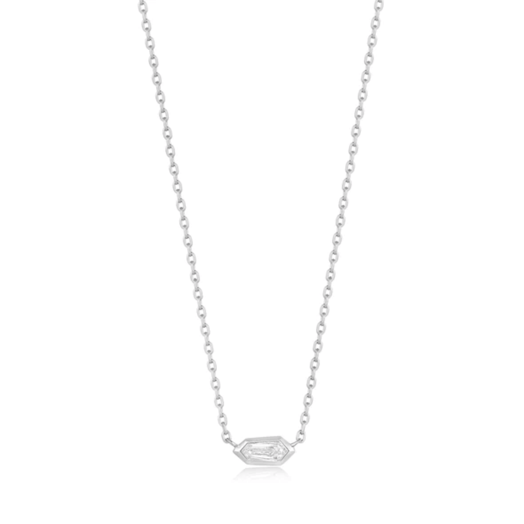 Silver Sparkle Emblem Chain Necklace