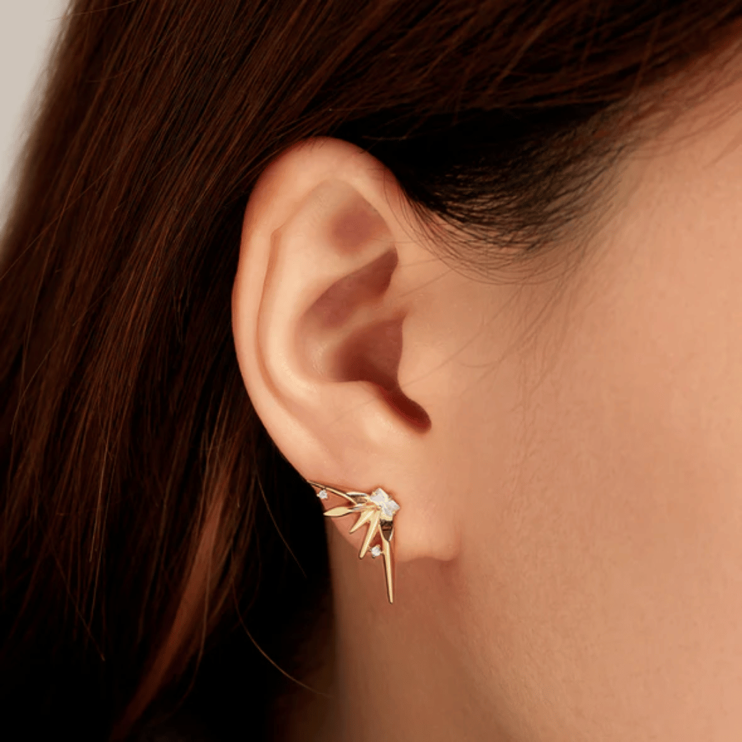 Gold Statement Spike Stud Earrings