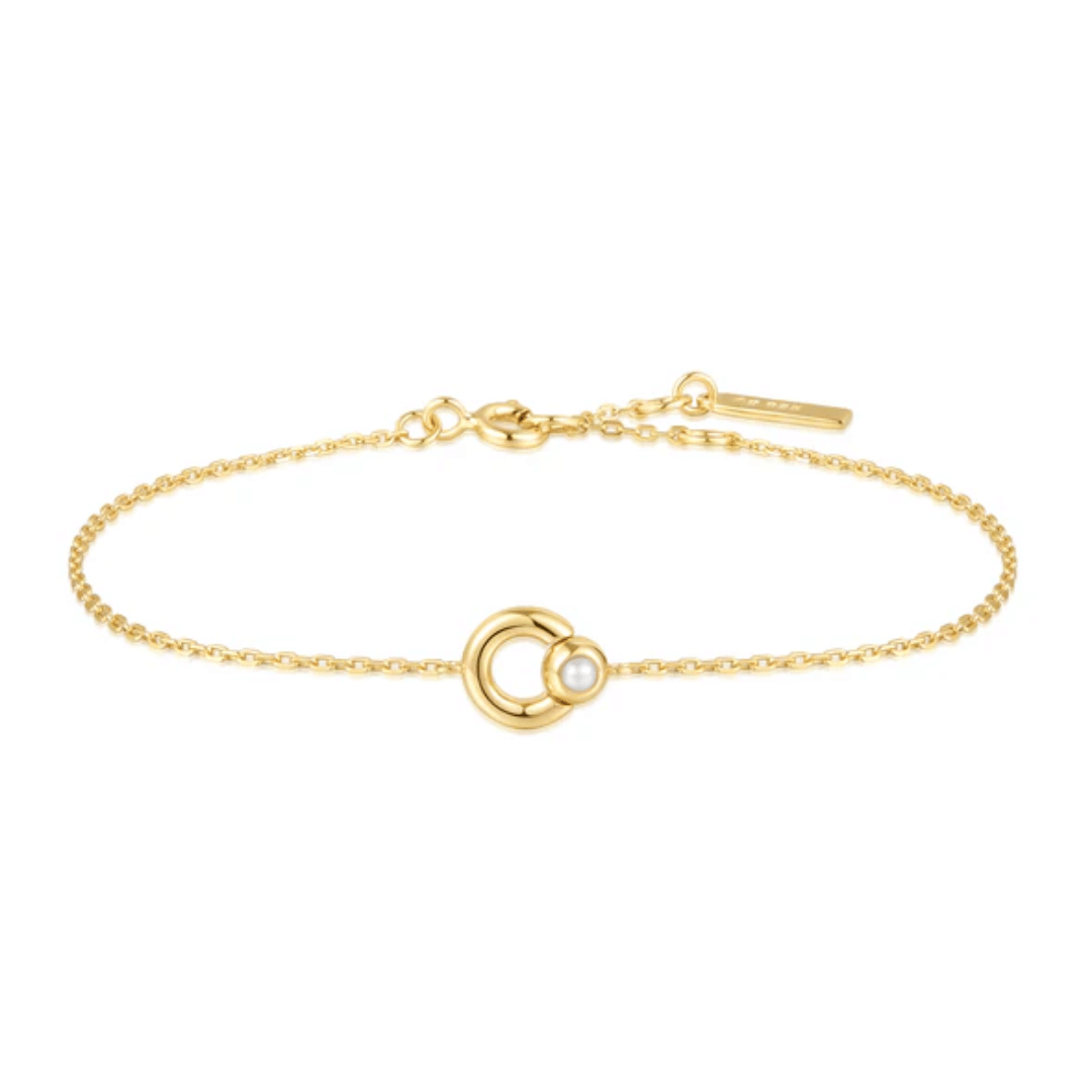 Gold Hoop Freshwater Pearl Bracelet