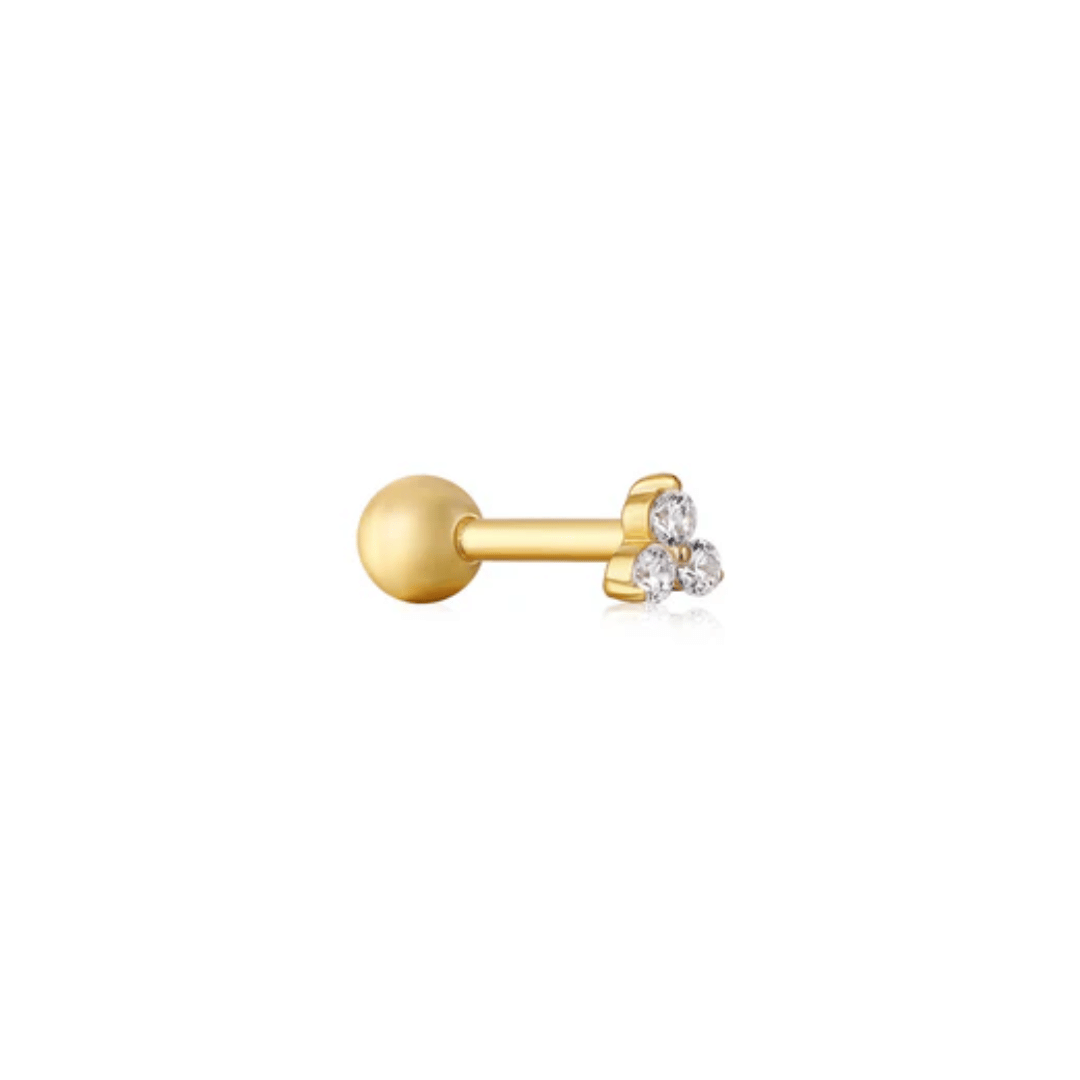 Gold Trio Sparkle Barbell Single Earring