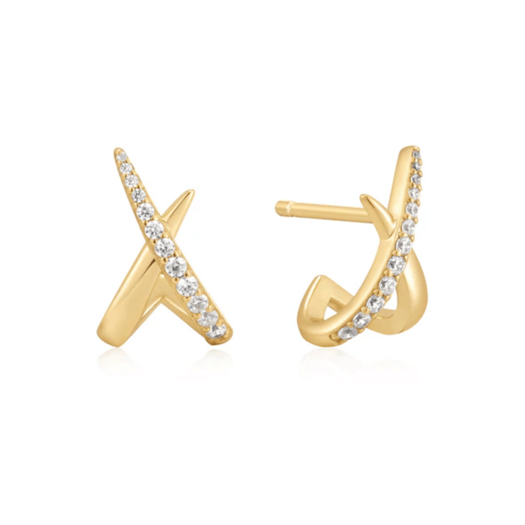 Gold Kiss Polished Pavé Studs