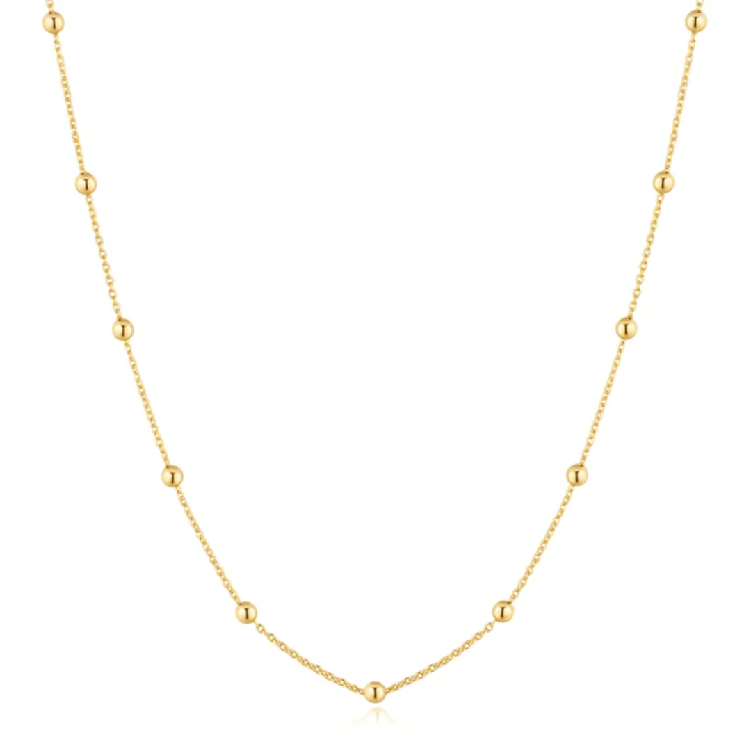 Gold Beaded Chain Necklace