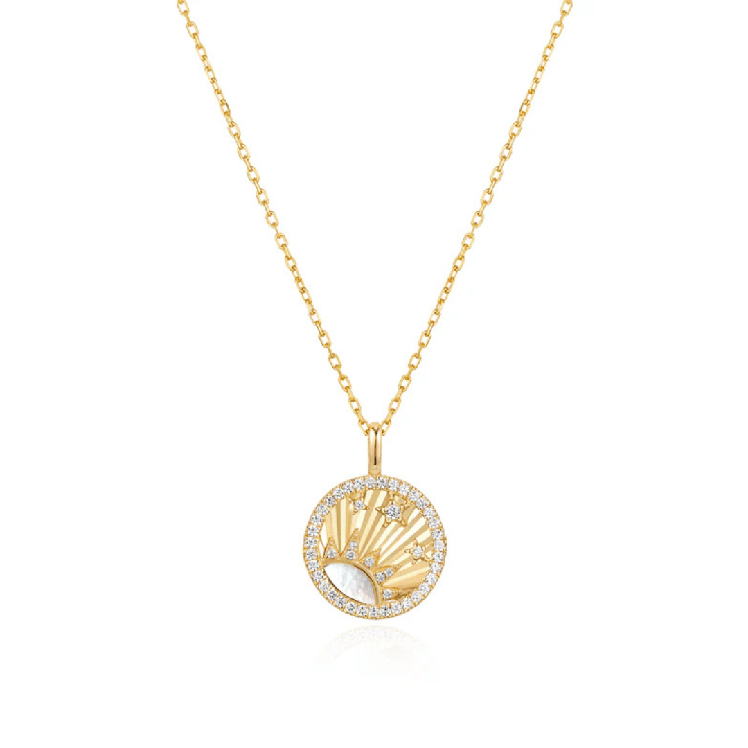 Gold Shiny Sun Star Necklace