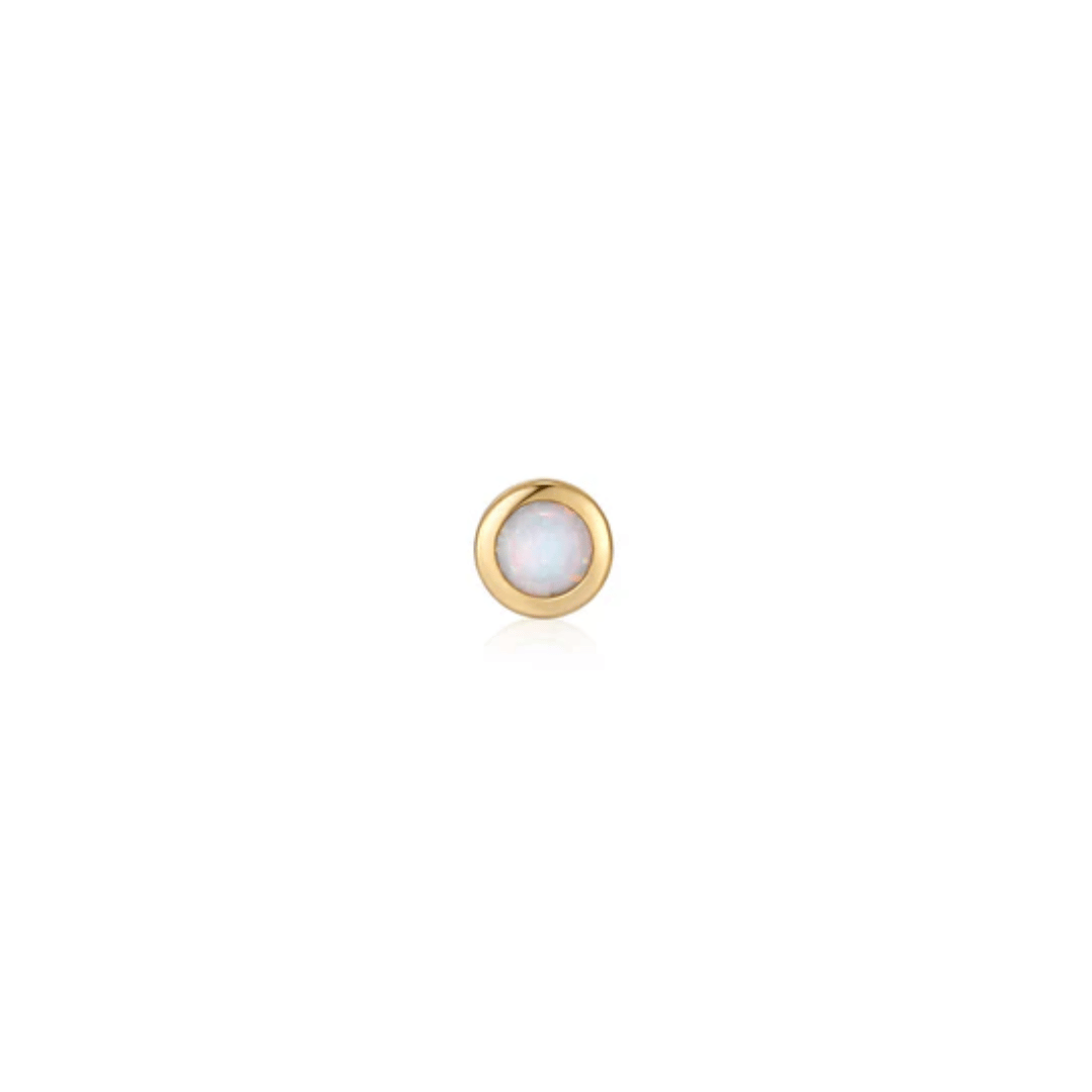 Gold Kyoto Opal Bezel Barbell Single Earring