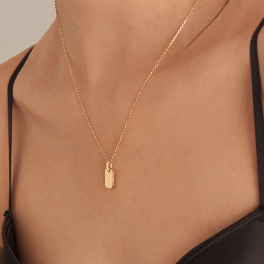 Gold Glam Tag Pendant Necklace