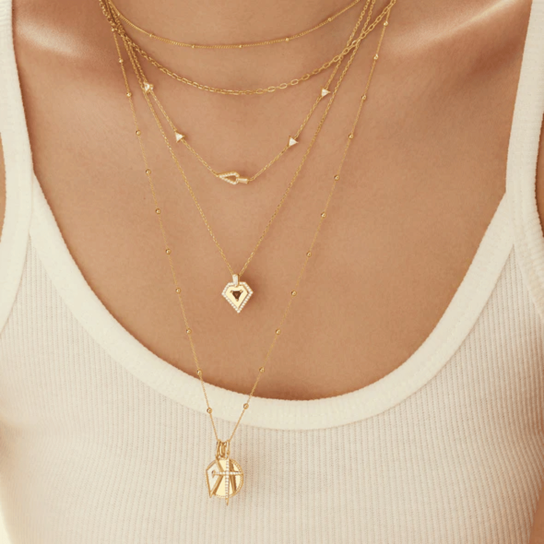 Gold Bobble Long Chain Necklace