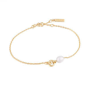 Gold Pearl Link Chain Braceleth