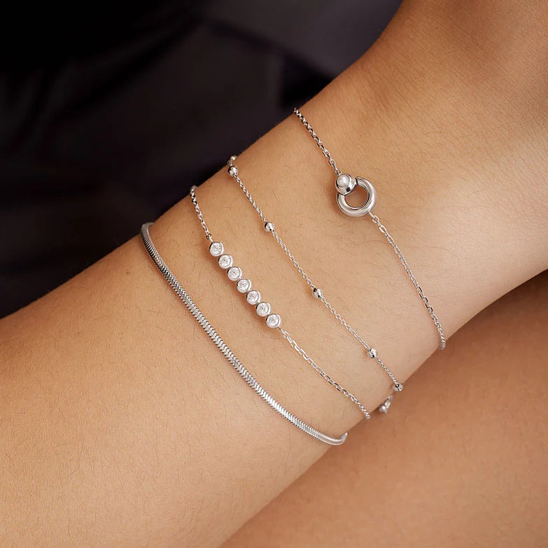 Silver Beaded Chain Bracelet