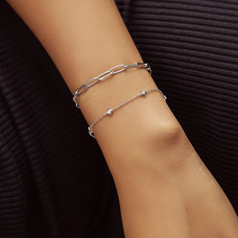 Silver Stars Station Bracelet