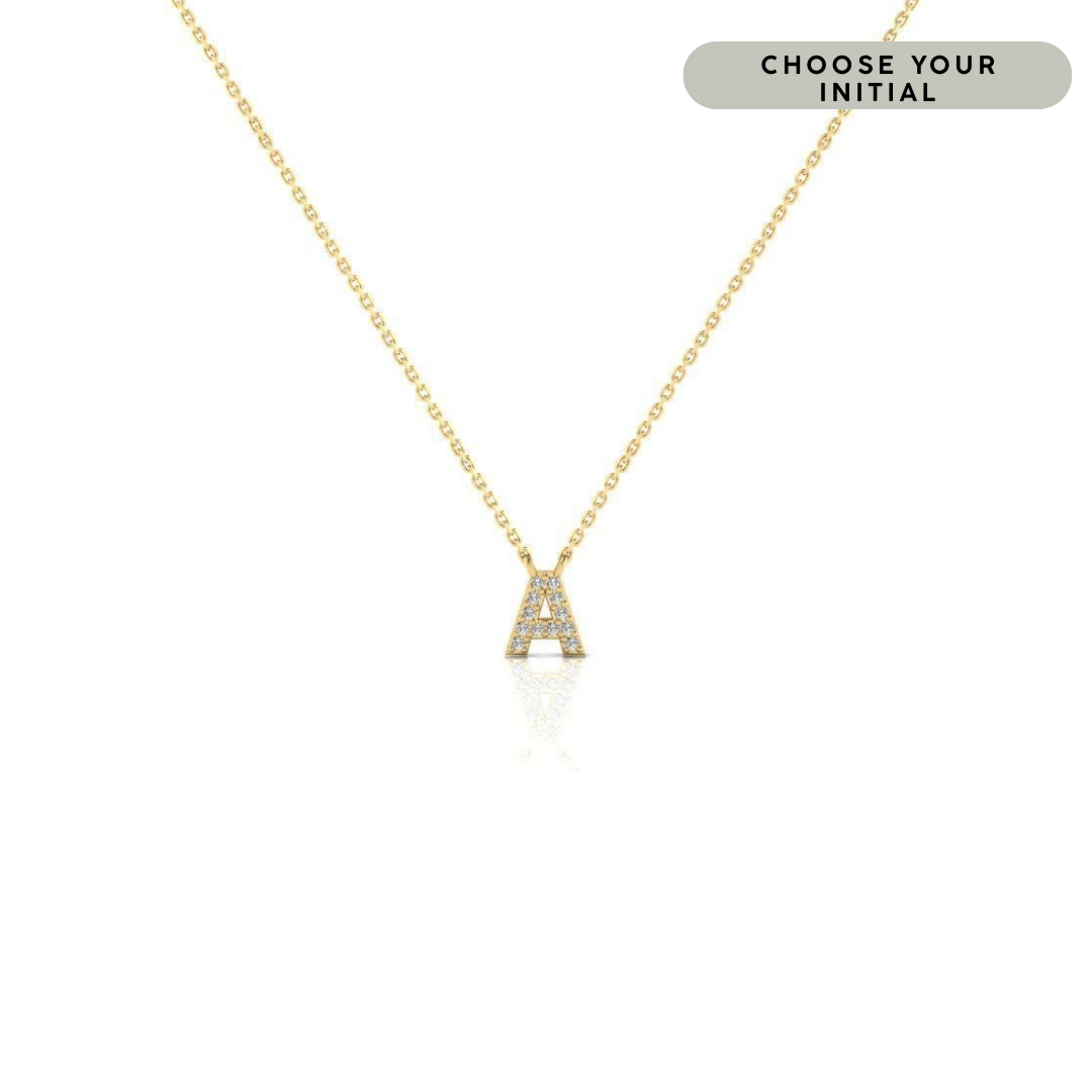 9ct Gold Dainty Diamond Initial Necklace