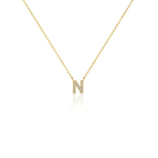 9ct CZ Gold Dainty Initial Necklace