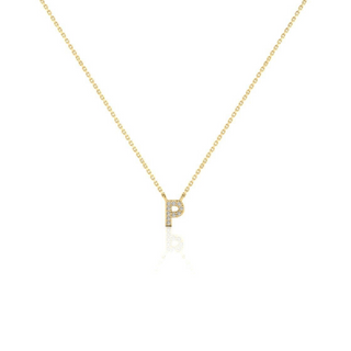 9ct CZ Gold Dainty Initial Necklace