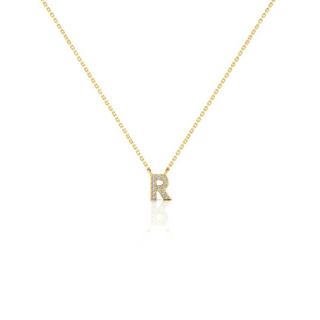 9ct CZ Gold Dainty Initial Necklace