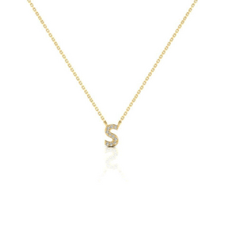 9ct CZ Gold Dainty Initial Necklace