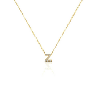 9ct CZ Gold Dainty Initial Necklace