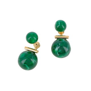 Ór |Geometric Green Stud Earrings