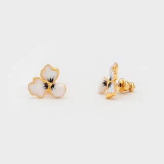 Black and White Clover Stud Earrings