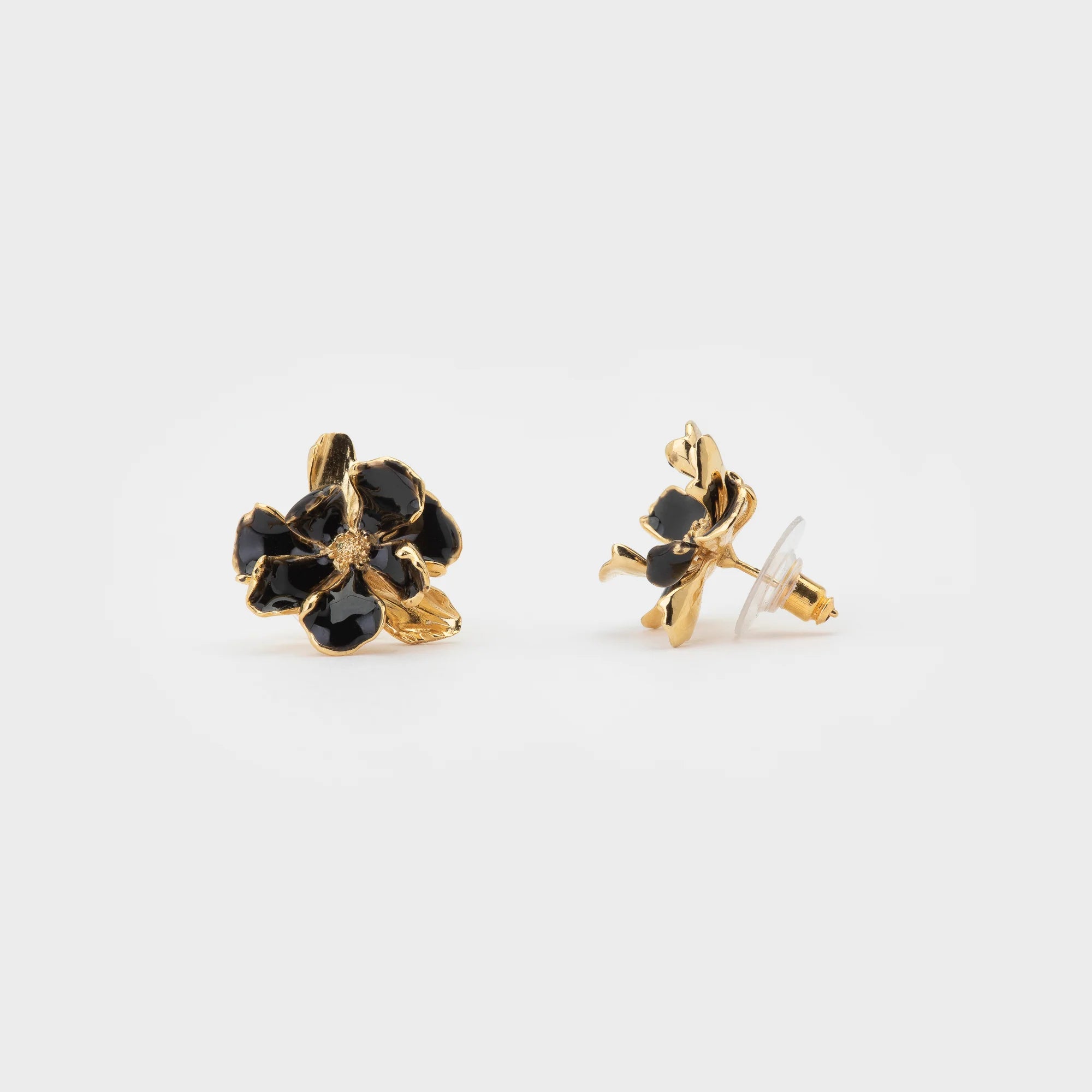 Lucy Black Gold Stud Earrings