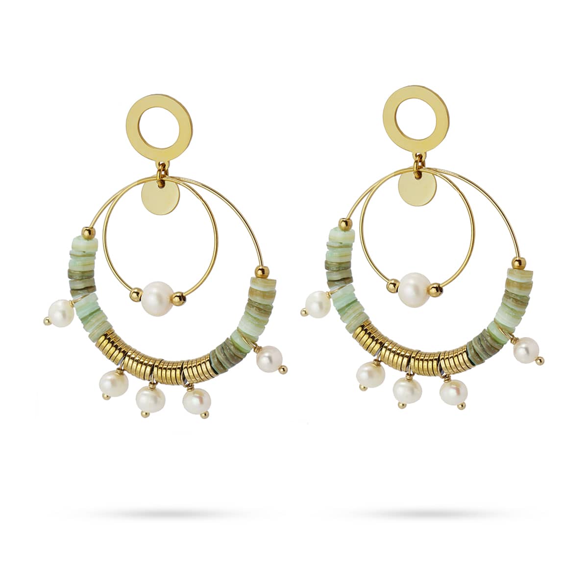 Sage Green and Pearl Statement Earrings