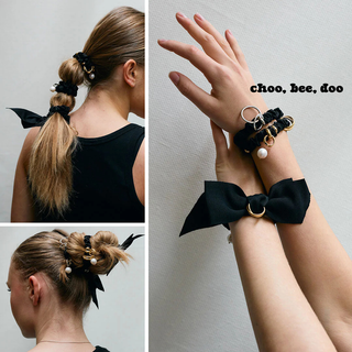 Pearl & Gold Satin Scrunchie