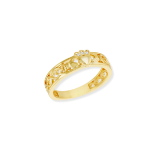 Claddagh CZ Gold Plated Ring