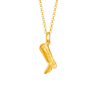 Gold cowboy boot pendant on a gold chain 