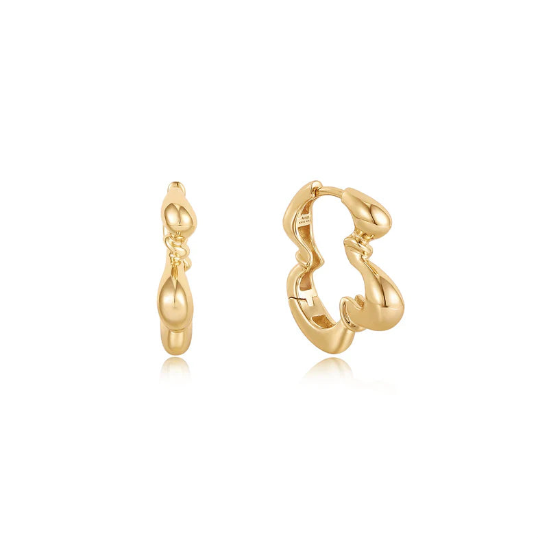 Gold Twisted Wave Hoop Earrings