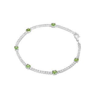 S/S Cz & Emerald Tennis Style Bracelet