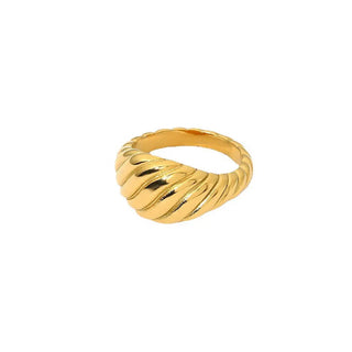 Ór | Gold Plated Twist Lines Horn Thread Ring