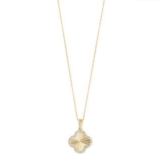 9CT Gold CZ Cut Clover Necklace
