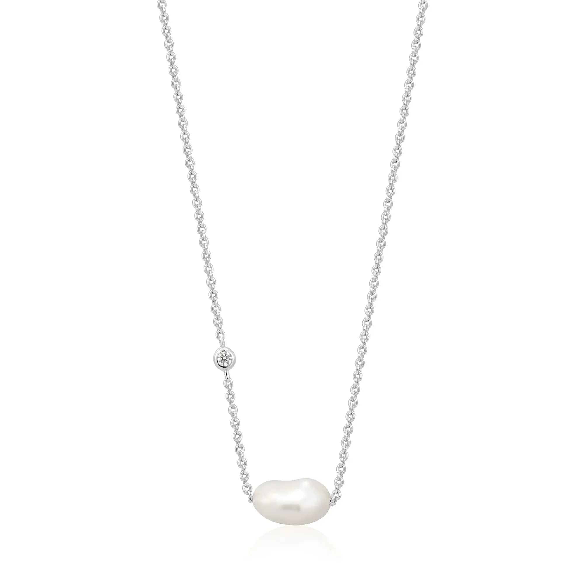 Simple Pearl Necklace Silver