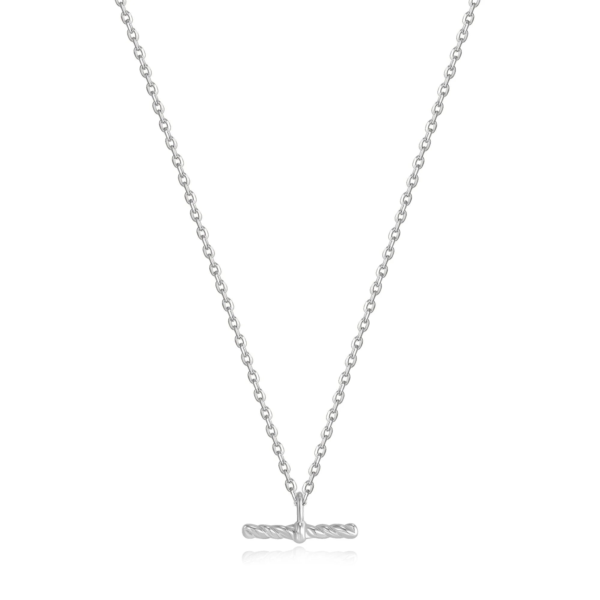 Silver Rope T-Bar Necklace