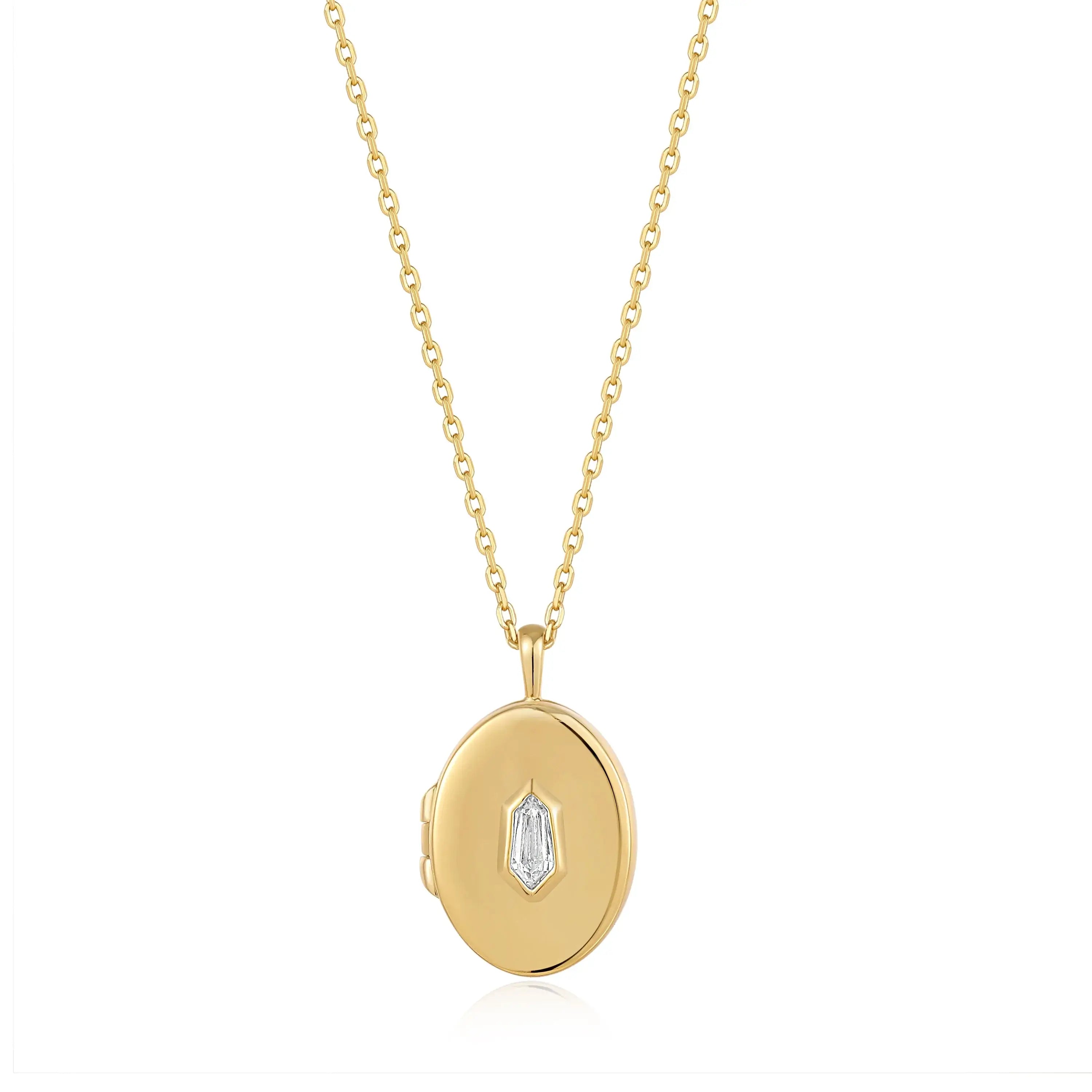 Gold Sparkle Locket Necklace