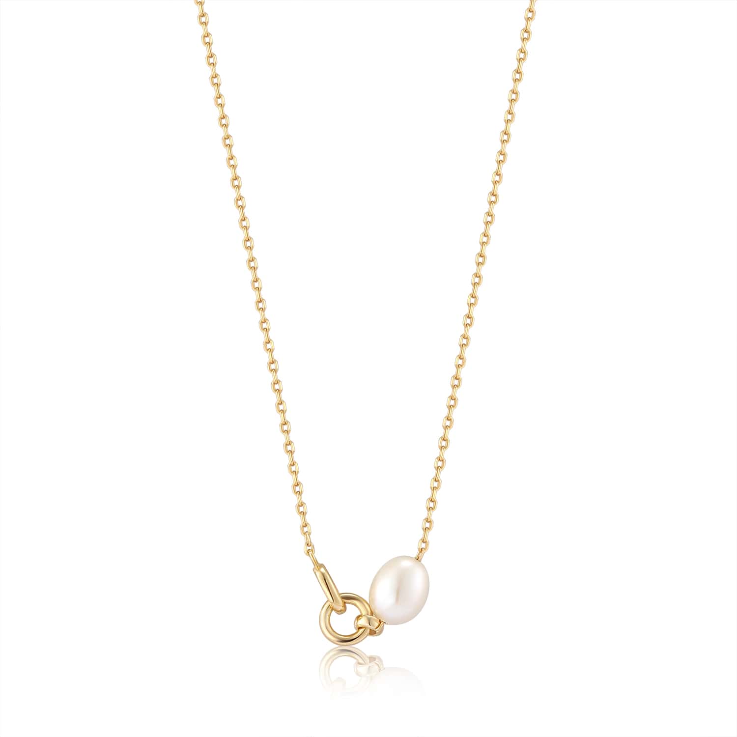 Gold Pearl Link Necklace