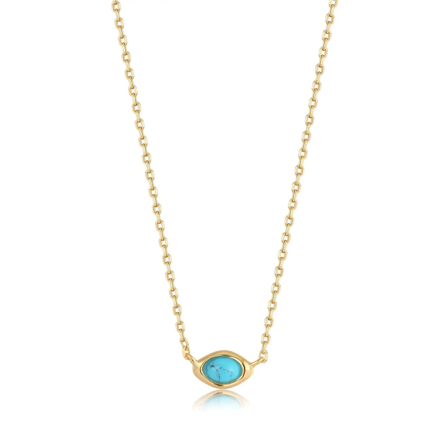 Turquoise Wave Necklace Gold