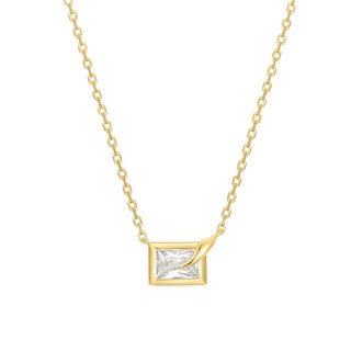Gold Sparkling Bezel-Set Cube Necklace