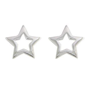 Silver Open Star Stud Earrings