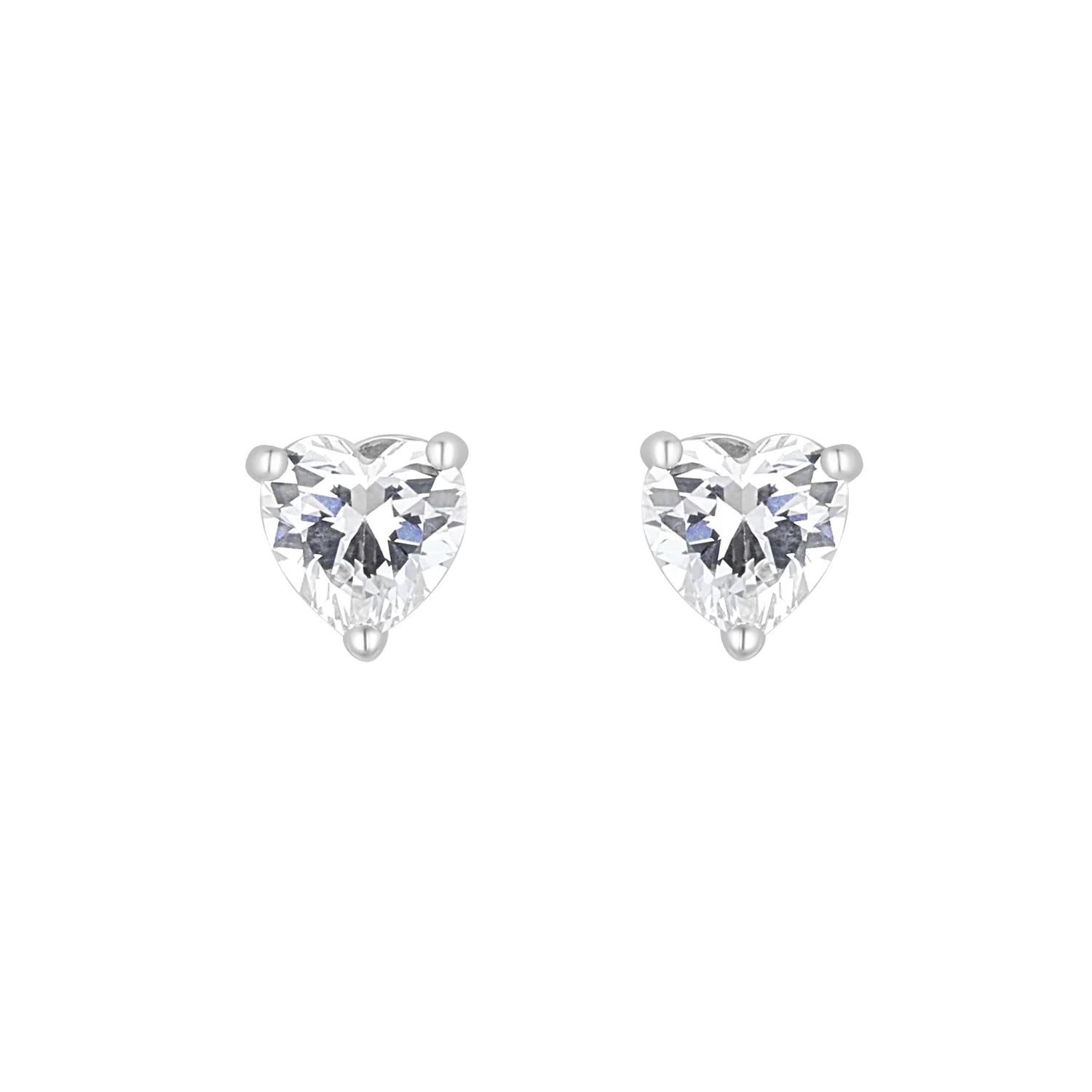 Silver Cubic Zirconia Heart Stud Earrings