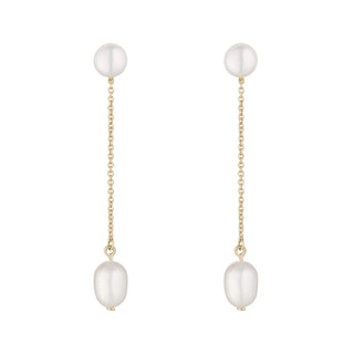 Sterling Silver Double Freshwater Pearl Chain Drop