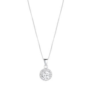 Silver CZ Round Cluster Pendant