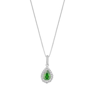 Sterling Silver Emerald & Pear Cluster Pendant