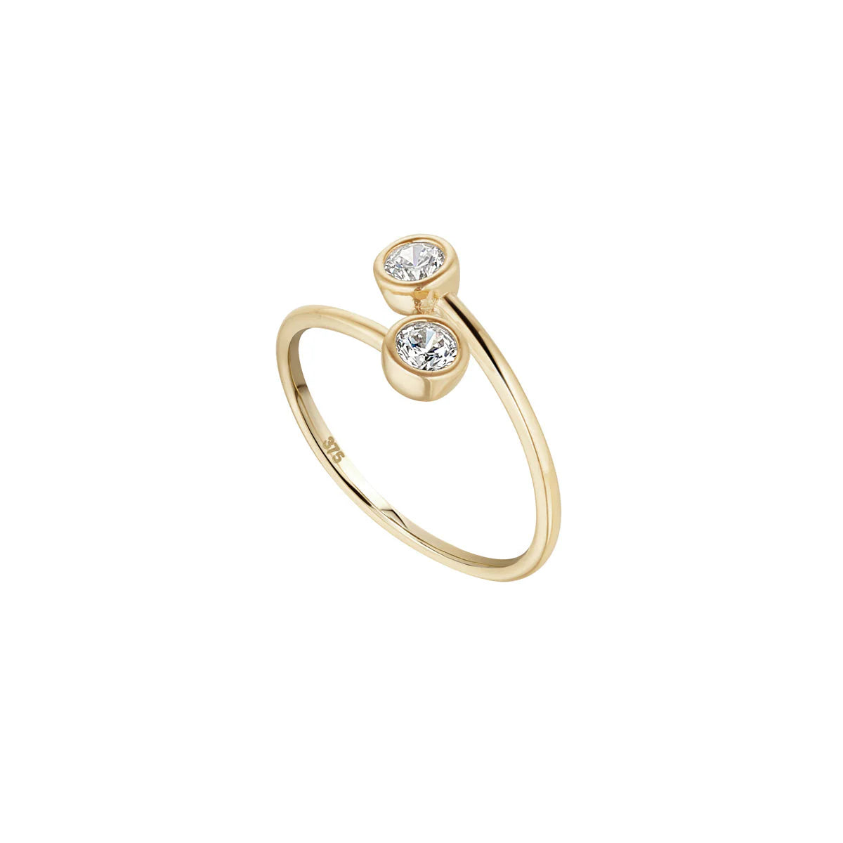 9ct Gold Double Rubover Cz Wrap Ring