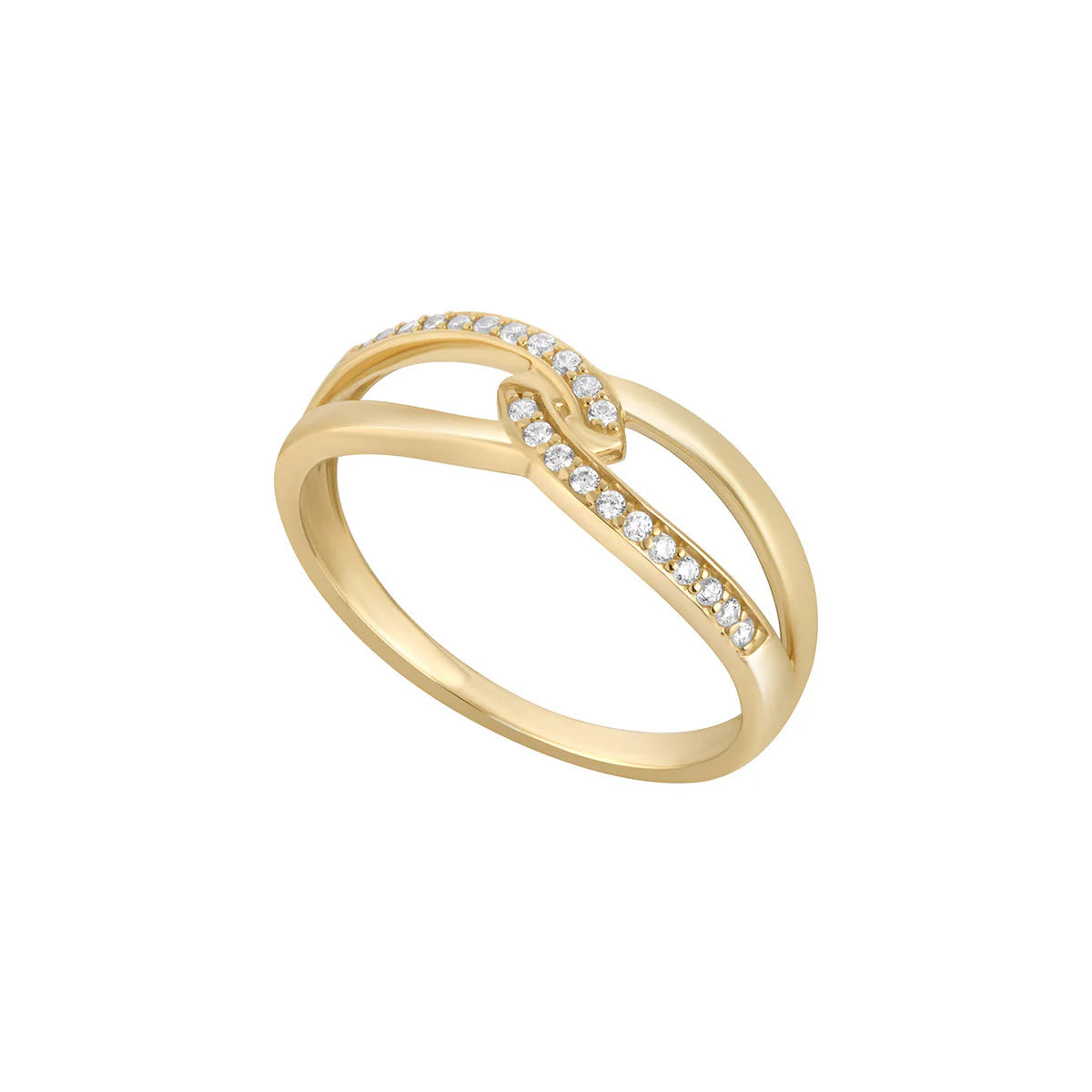 9ct Gold Cz Intertwisted Ring