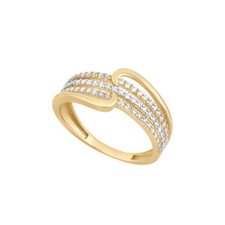 9ct Gold Cz Lined Gold Twist Ring