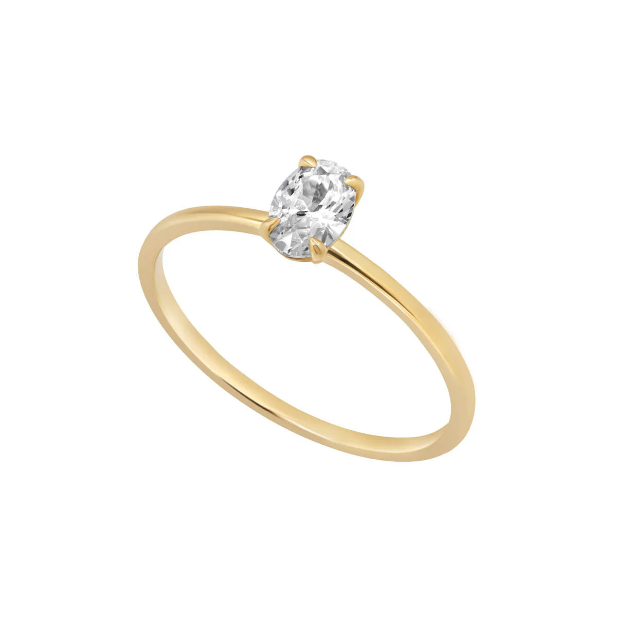 9ct Gold Single Oval Cz Ring