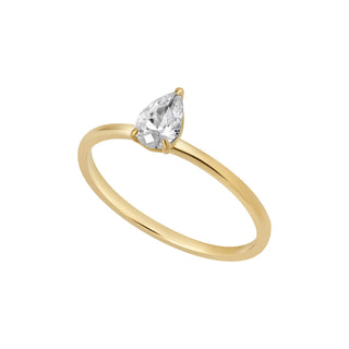 9ct Gold Single Pear Shaped Cz Ring
