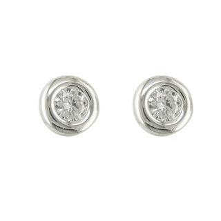 9ct White Gold Cz Rubover Stud Earrings 4mm